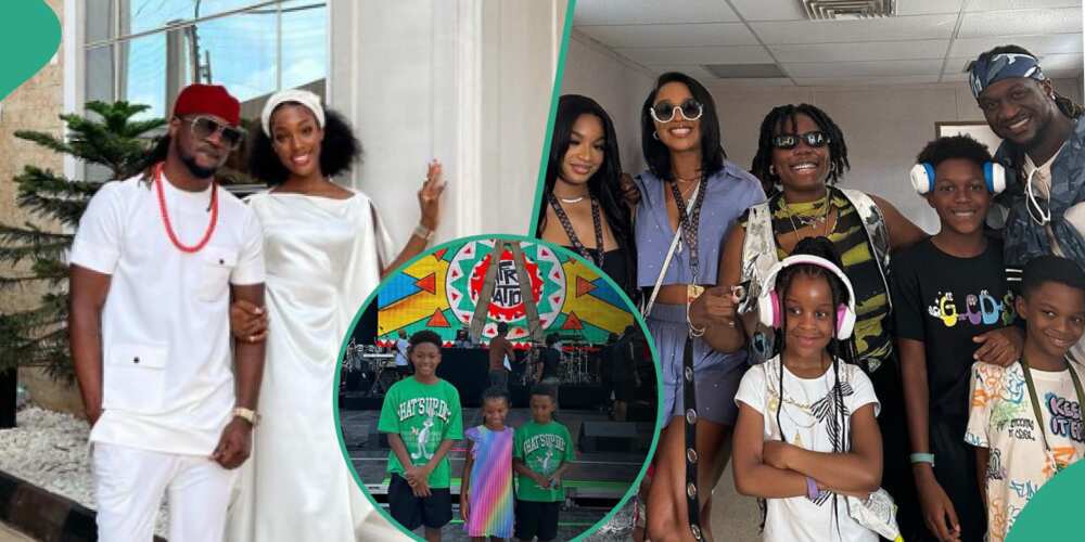 Paul PSquare's young girlfriend dragged by Nigerians as he hangs out with ex-wife and kids.