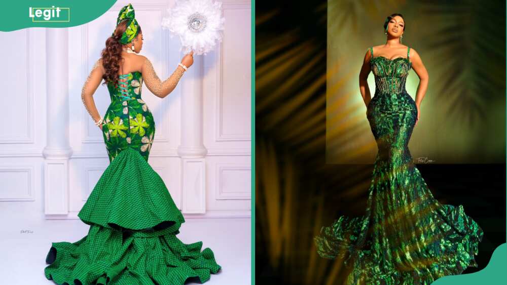 Ladies wearing green sequence gowns