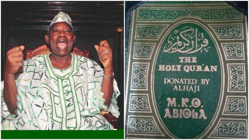 Man Finds Copy of Qur'an MKO Abiola Donated Several Years Ago in His Mosque, Shares Photo, Many Pray for Late Philanthropist