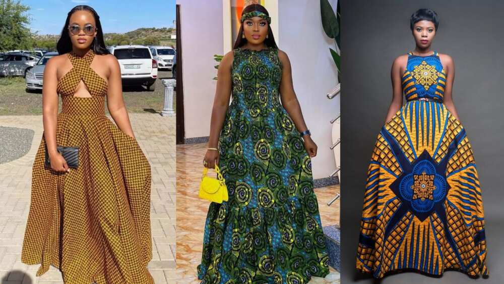 Long Ankara flare gowns.