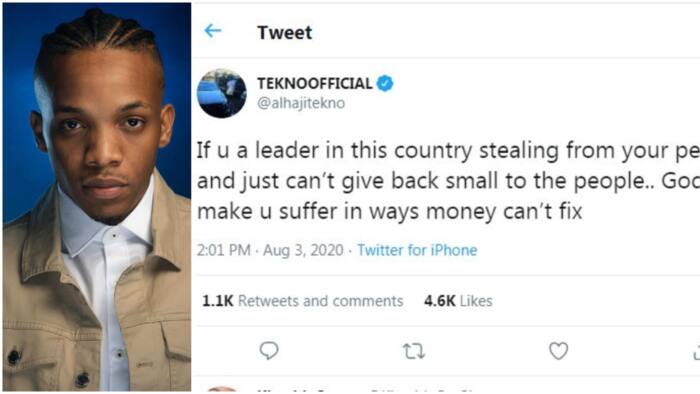 God will make you suffer in ways money cannot fix - Tekno tells corrupt leaders