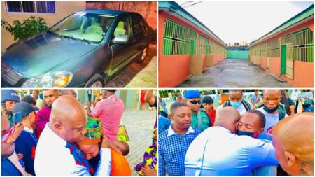 From small hut to landlord: Pastor fulfils promise, donates mini estate, car to Deborah Samuel's parents, shares photos