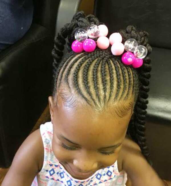 TEEN GIRLS BRAIDED HAIRSTYLE / FEED IN CORNROWS & BEADS 