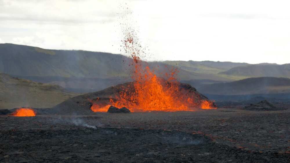 The lava fountains spurt as high as 70 meters (230 feet)
