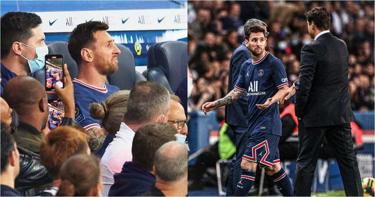 Panic as Lionel Messi shuns manager Pochettino during PSG's victory over Lyon on his home debut