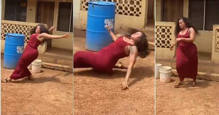 Actress falls to the floor while acting, pray for waist