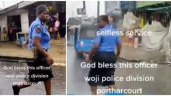 Nigerian policewoman spotted controlling traffic in the rain in Port Harcourt, video stirs mixed reactions