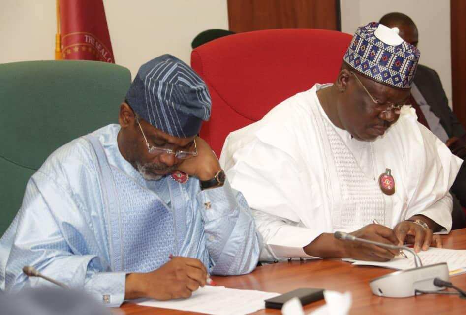 AGF Malami, Senate president Lawan, Gbajabiamila meet at National Assembly