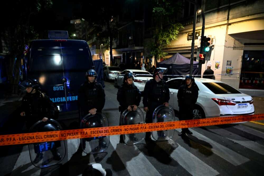 Police stand guard outside the residence of Vice President Cristina Kirchner in Buenos Aires on September 1, 2022 Police stand guard outside the residence of Vice President Cristina Kirchner in Buenos Aires on September 1, 2022