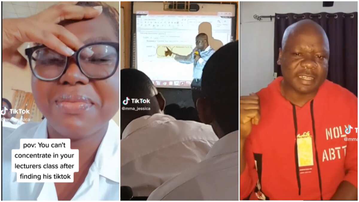 Funny facial reaction of lady who stumbled on her lecturer's TikTok handle (watch video)