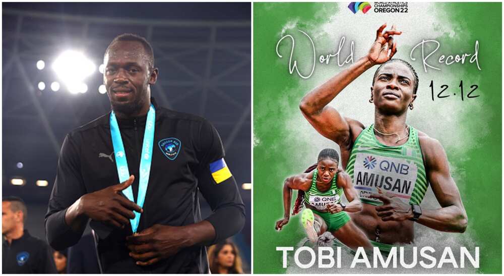 Jamaican sprinter, Usain Bolt and Nigeria's Tobi Amusan.