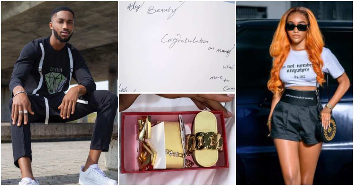 See how fans are reacting as BBNaija's Dotun sends Beauty expensive gifts and cute note