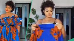 "Until Lagos breeze blow you": Lady transforms wrapper to beautiful dress, gets netizens talking