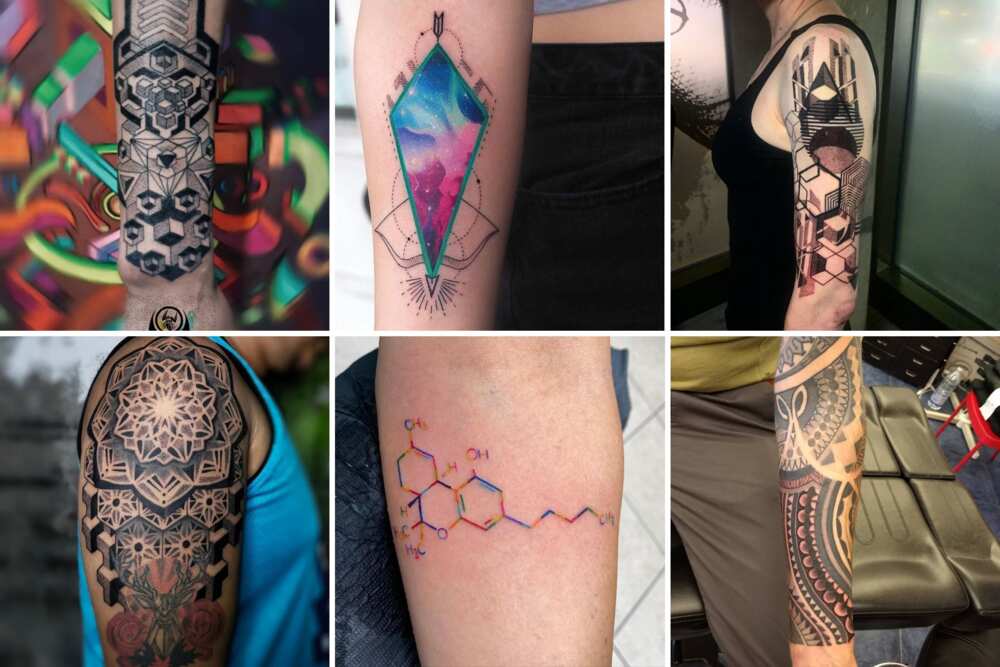 Geometric colour tattoos