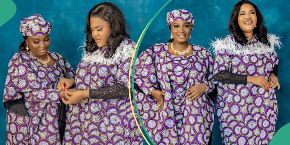 Toyin Abraham Mo Bimpe step out in matching aso ebi.