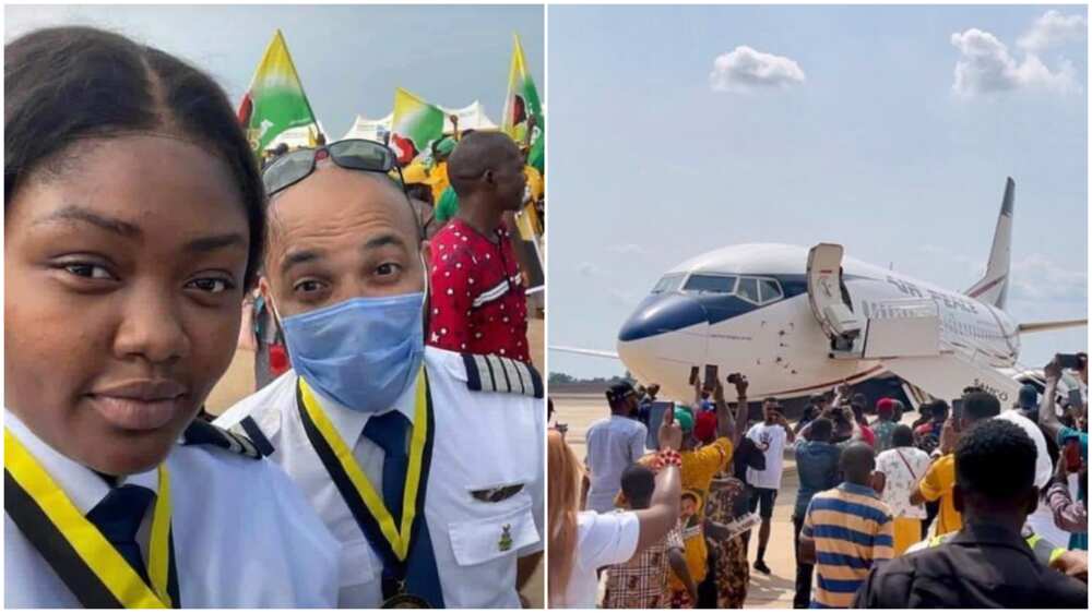 Nigerians celebrates '1st female' pilot to land plane in Anambra Int'l airport