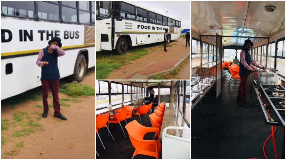 Young man converts luxurious bus into restaurant