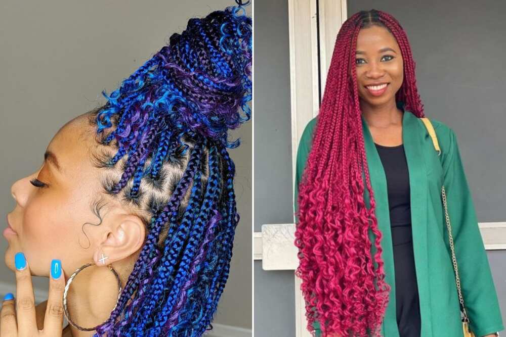 knotless braids with colour