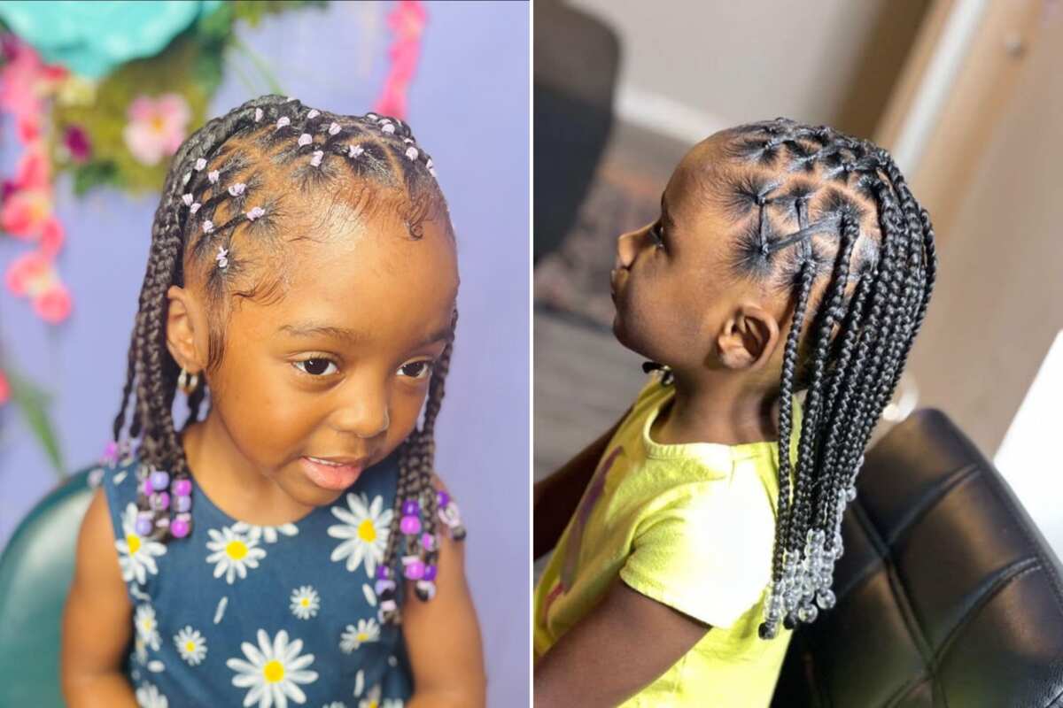 EASY PROTECTIVE STYLE FOR TODDLER'S NATURAL HAIR | BRAIDS & BEADS STYLE -  YouTube