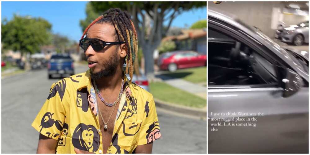 Rapper Yungsix in shock as his car gets burgled in Los Angeles (video)