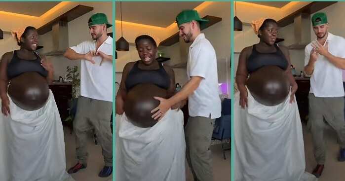 Pregnant woman dances with oyinbo husband in video