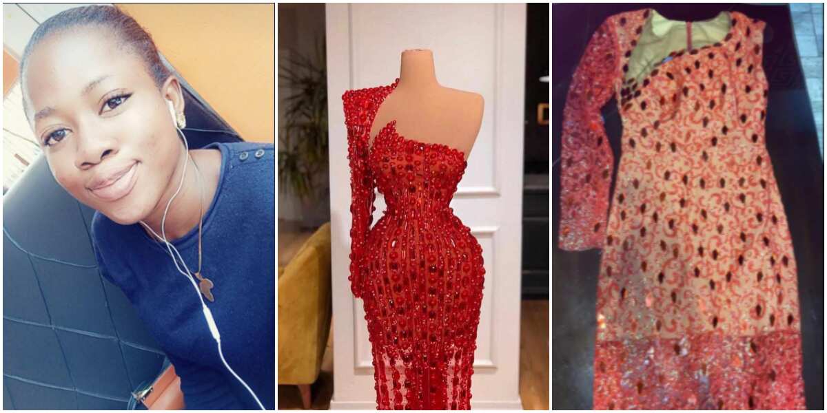 What I ordered vs what I got: Lady reveals dress a tailor made for her for 65k (photo)