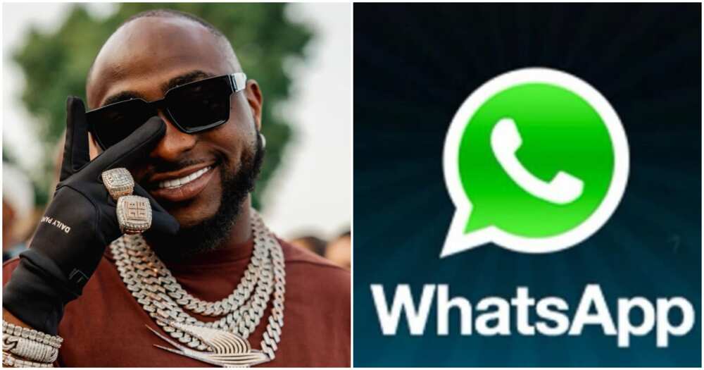 Davido Reacts to WhatsApp new feature updates