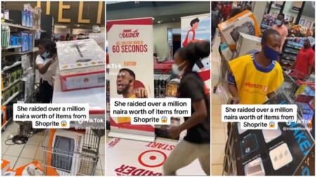 "Alexa play me Sabi Girl": Lady gets 60 seconds to shop for free, packs standing fan, microwave in supermarket