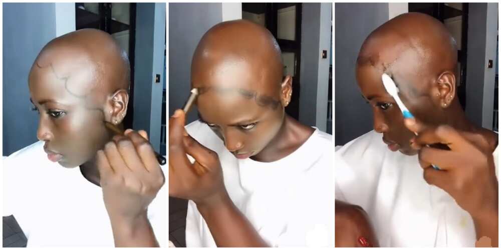 bald woman/hairstyle trend/laid edges