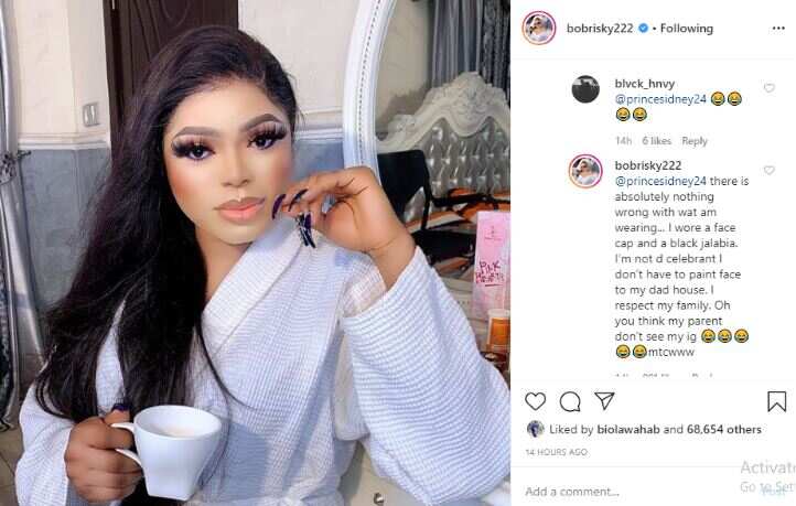 Bobrisky finally gives reason for dressing like a man to his father’s birthday (screenshot)