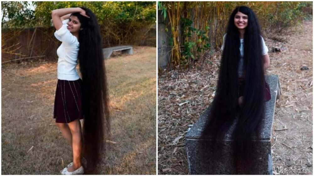 Nilanshi Patel also said it takes over an hour to comb her hair and several hours to dry it after washing. Photo source: UK Sun