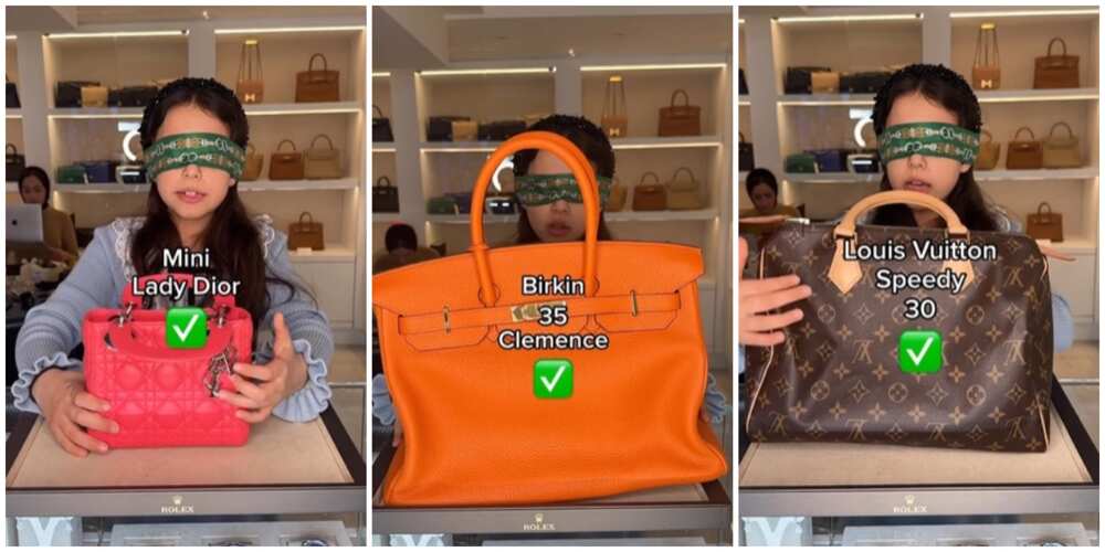 Girl Identifies Make of Designer Bags While Blindfolded, Netizens React:  Does She Go To School? 