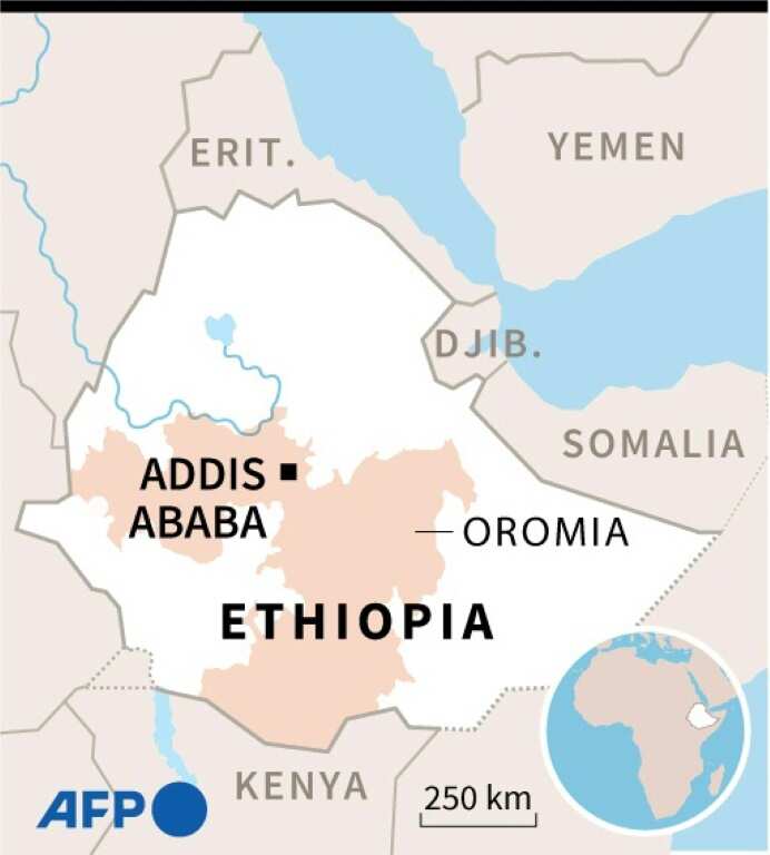 Map of Ethiopia showing Oromia region