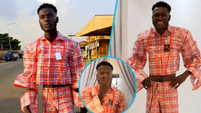 “Too funny”: Entertainer wears Ghana Must Go outfit for skits, videos spark laughter