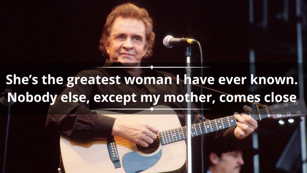 Johnny Cash performs on stage at Glastonbury