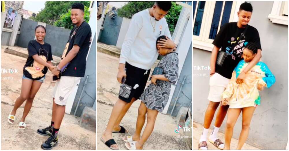 Video of very tall Nigerian man, smal bae