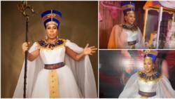 Photos, videos as Faithia Williams makes grand entrance at birthday party in Queen of Egypt outfit, fans react