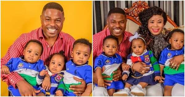 Nigerian singer Yinka Ayefele celebrates triplets as they clock one