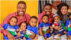 Nigerian singer Yinka Ayefele celebrates triplets as they clock one (video)