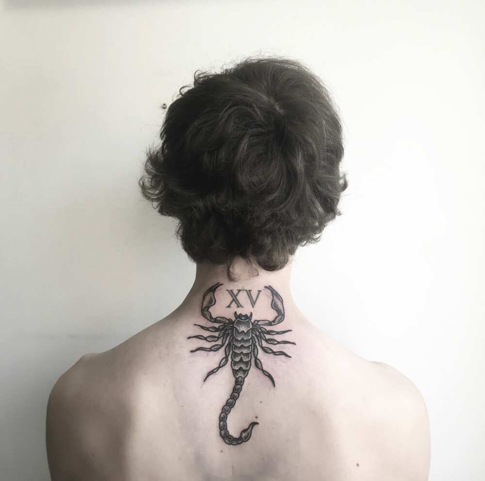 scorpion back tattoos for men