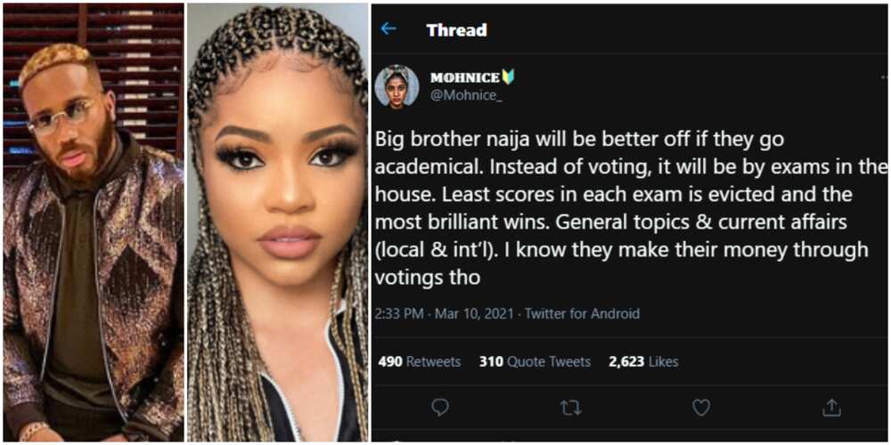 Nigerians react as lady suggest BBNaija becomes an academic show based on brilliance