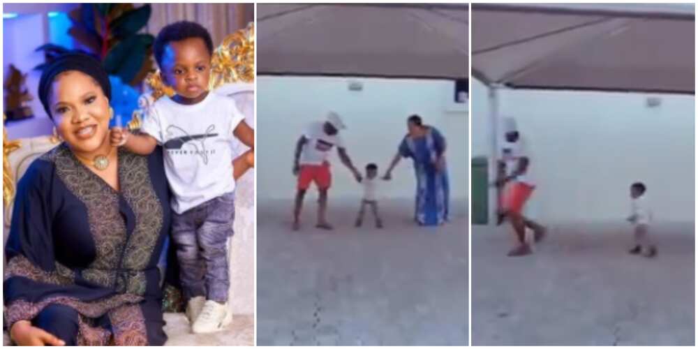 Children will disgrace you - Toyin Abraham says as Ire runs to his dad in viral TikTok challenge