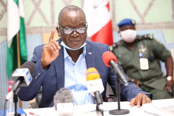 Governor Ortom speaking in a press conference