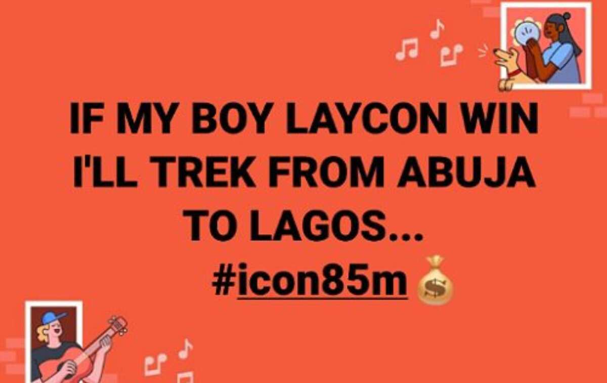 Nigerian man vows to trek from Abuja to Lagos if Laycon wins Big Brother Naija show, here is why (photos)