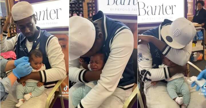 Father cries as daughter undergoes esr piercing, emotional father