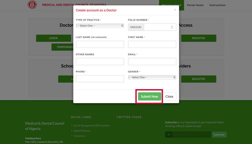 Medical & Dental Council of Nigeria portal registration guide Medical & Dental Council of Nigeria portal registration guide