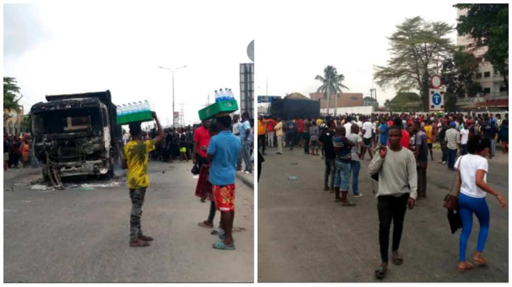 Breaking: 2 Brothers Feared Dead As Truck Crushes Okada Rider, Passenger in Lagos, Photos Emerge