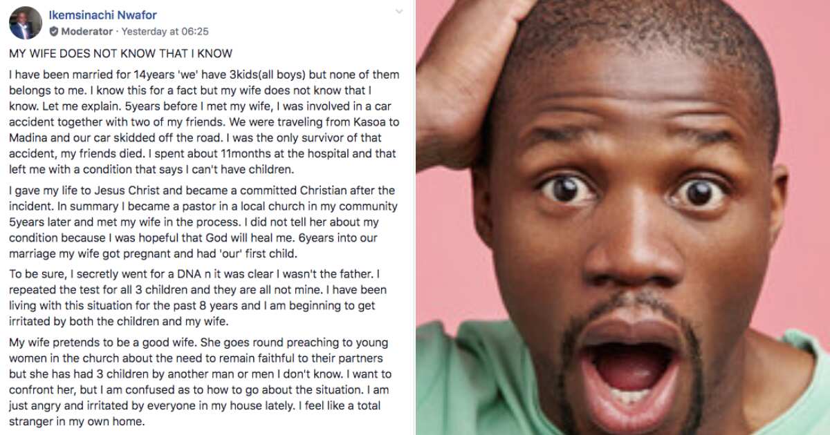 Pastor cries out after knowing all 3 children are not his, reveals he is impotent