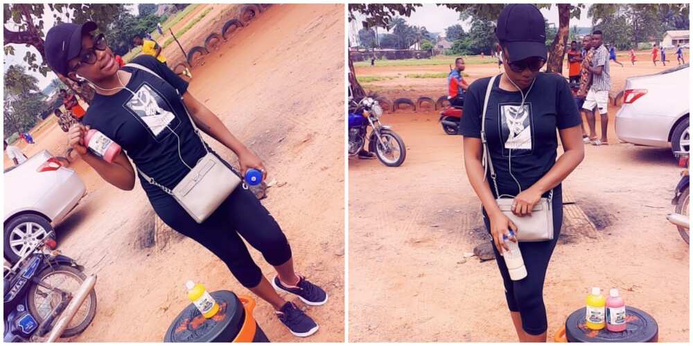 Young lady dances and shows off her smoothies business without shame, stuns Nigerians, many hail her