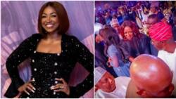 Netizens drag actress Kate Henshaw for shaking hands with Governor Sanwo-Olu: "They only brag on social media"